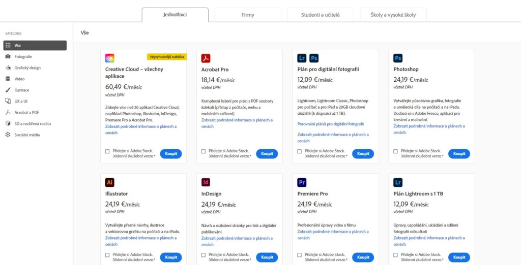 Adobe Creative Cloud Cena