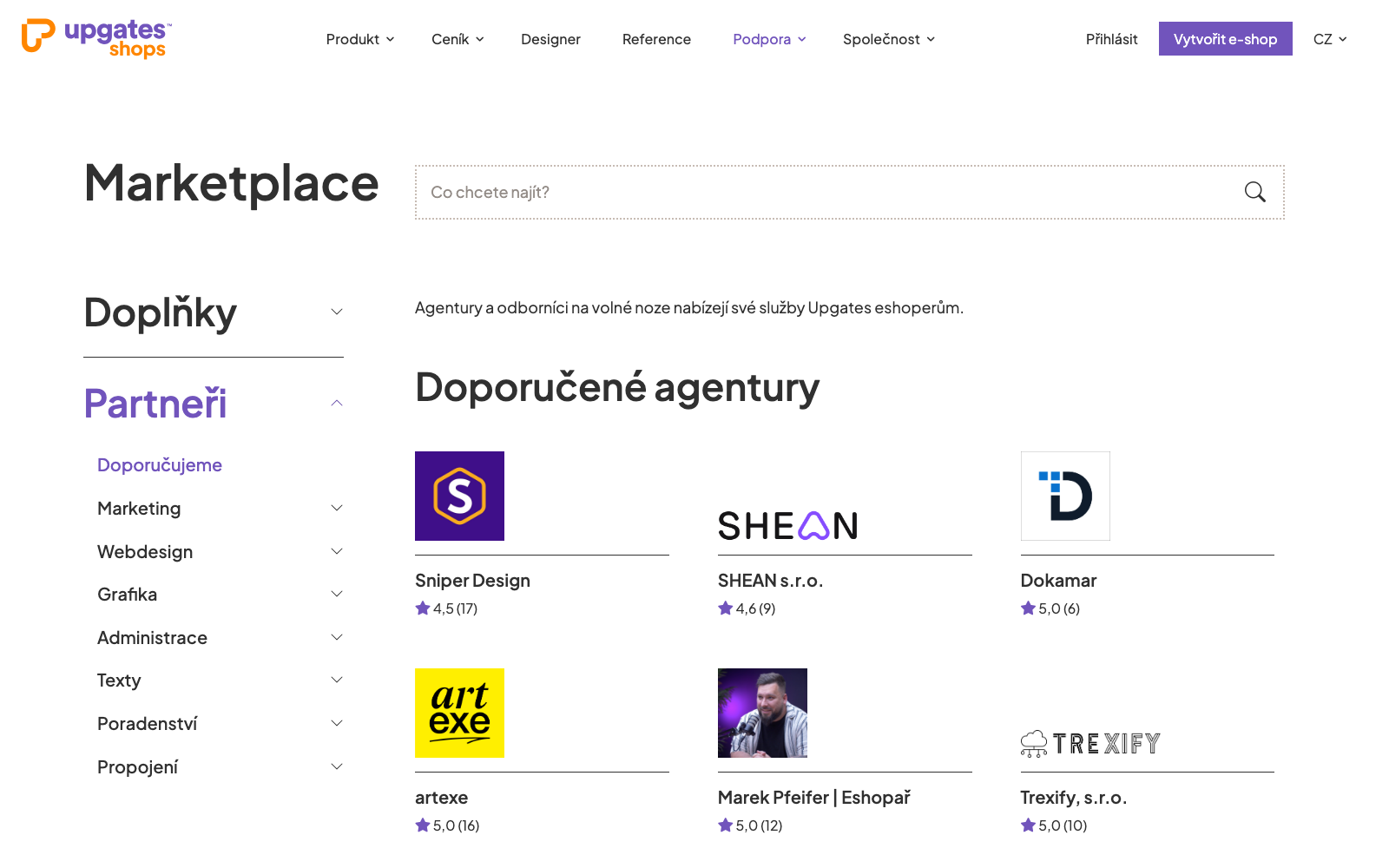 Upgates Marketplace s partnerskými agenturami a specialisty