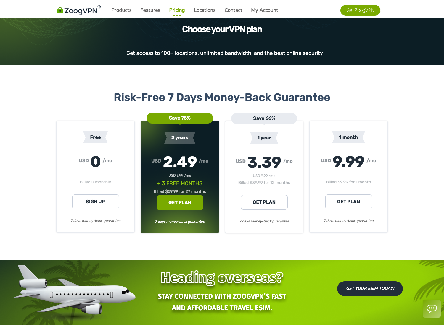 Aktuální ceník ZoogVPN (srpen 2026) – tarify Free, 2 roky, 1 rok a 1 měsíc