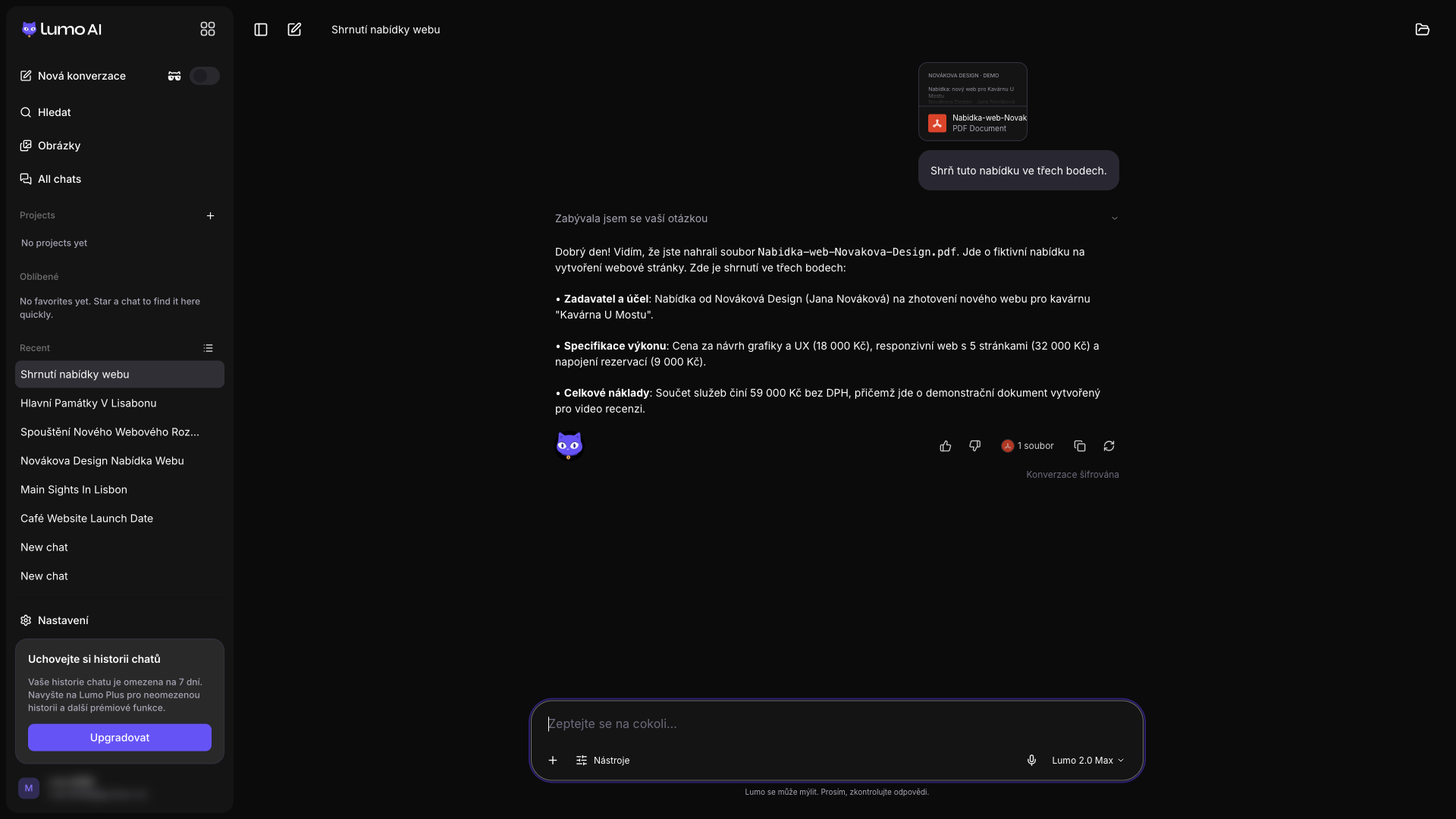 Shrnutí PDF dokumentu