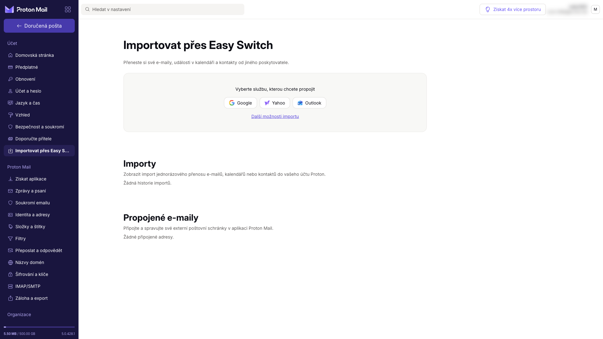 Import přes Easy Switch
