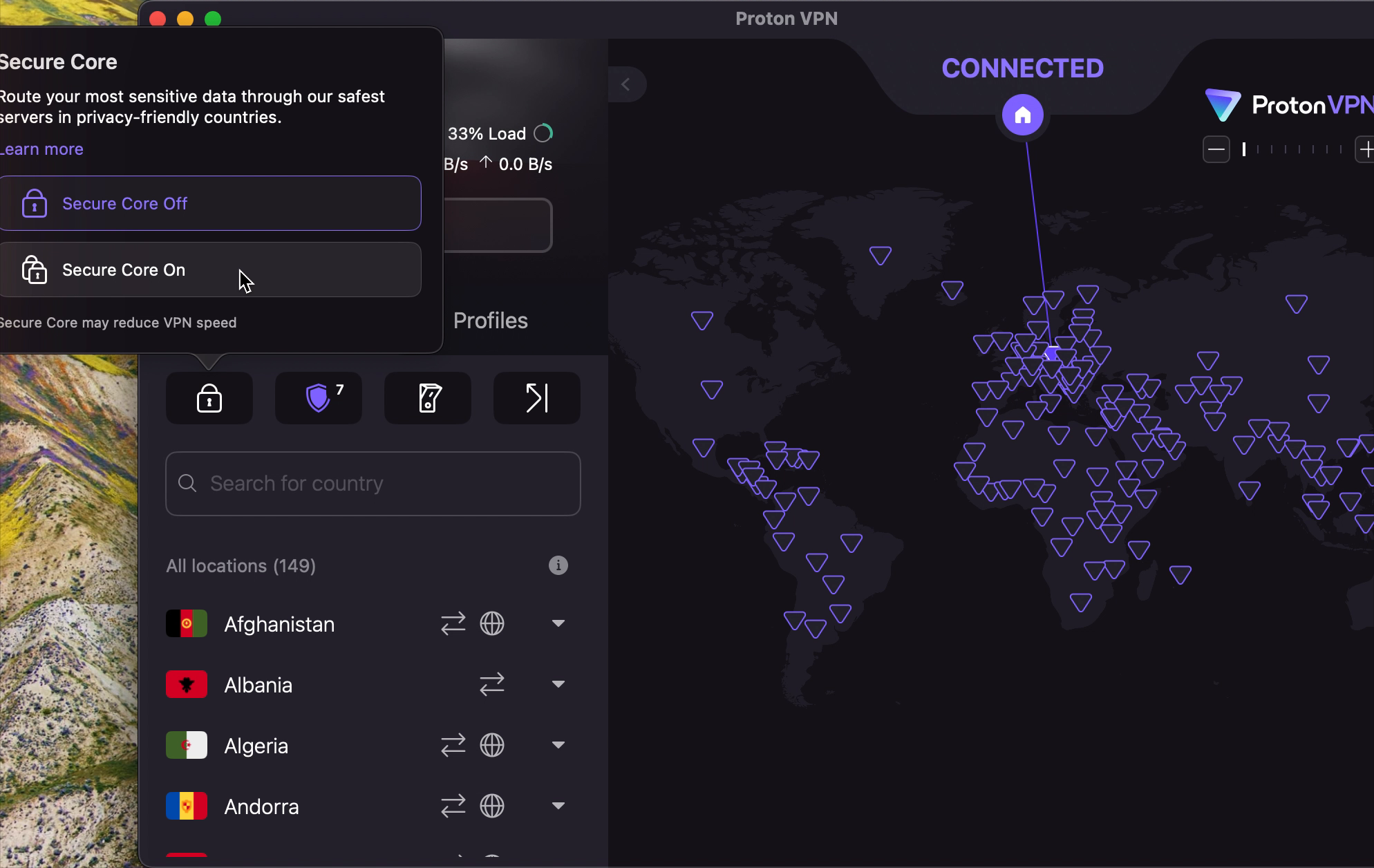 Zapnutí Secure Core