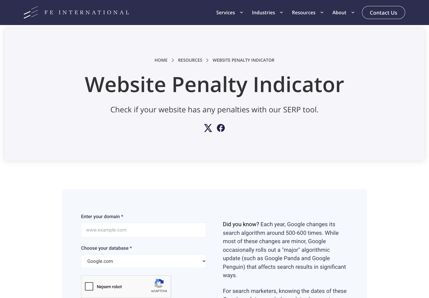 &Uacute;vodn&iacute; str&aacute;nka n&aacute;stroje Website Penalty Indicator &ndash; sn&iacute;mek z 19. 10. 2026