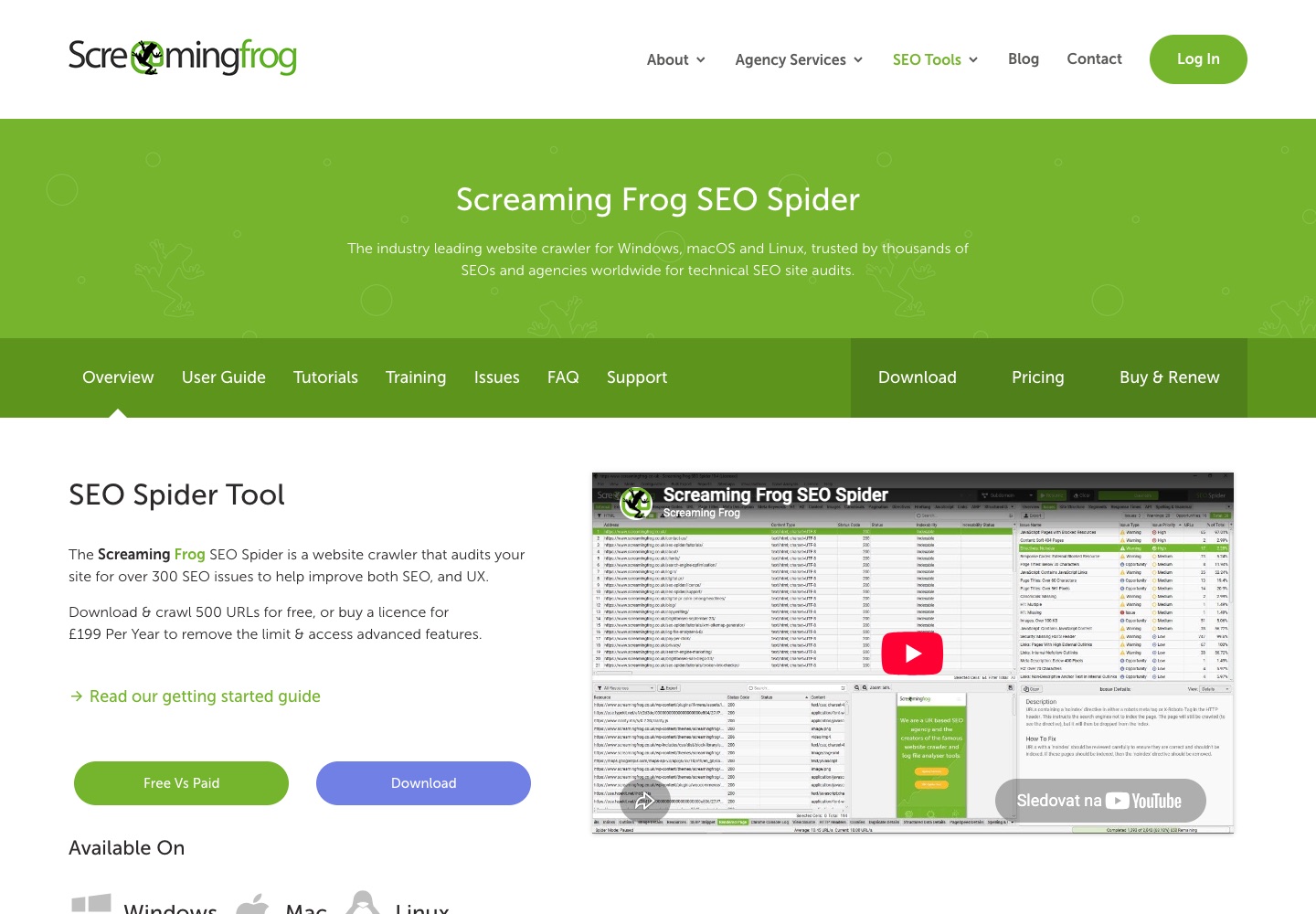 &Uacute;vodn&iacute; str&aacute;nka n&aacute;stroje Screaming Frog SEO Spider &ndash; sn&iacute;mek z 19. 10. 2026